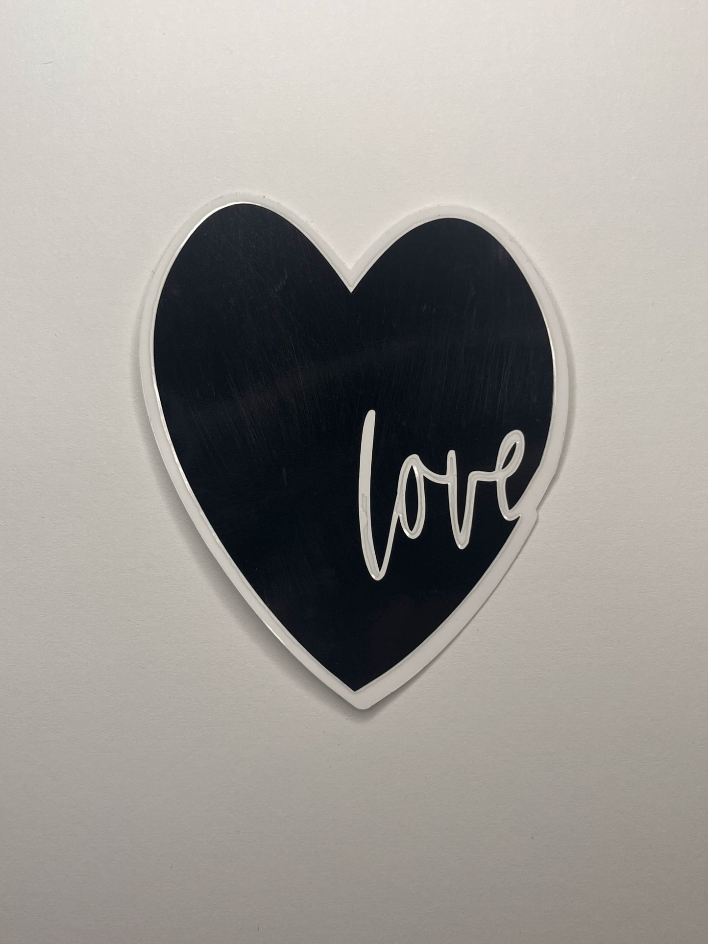 Vinyl Decal Love Heart- Holographic Rainbow / Black