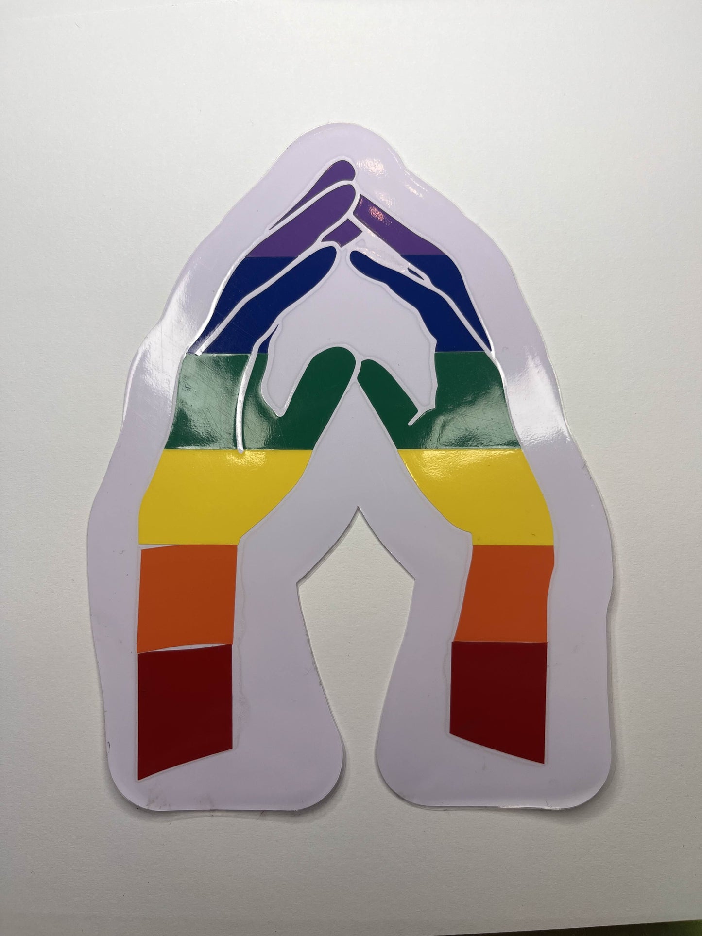 Vinyl Decal Rainbow Striped Hands Touching