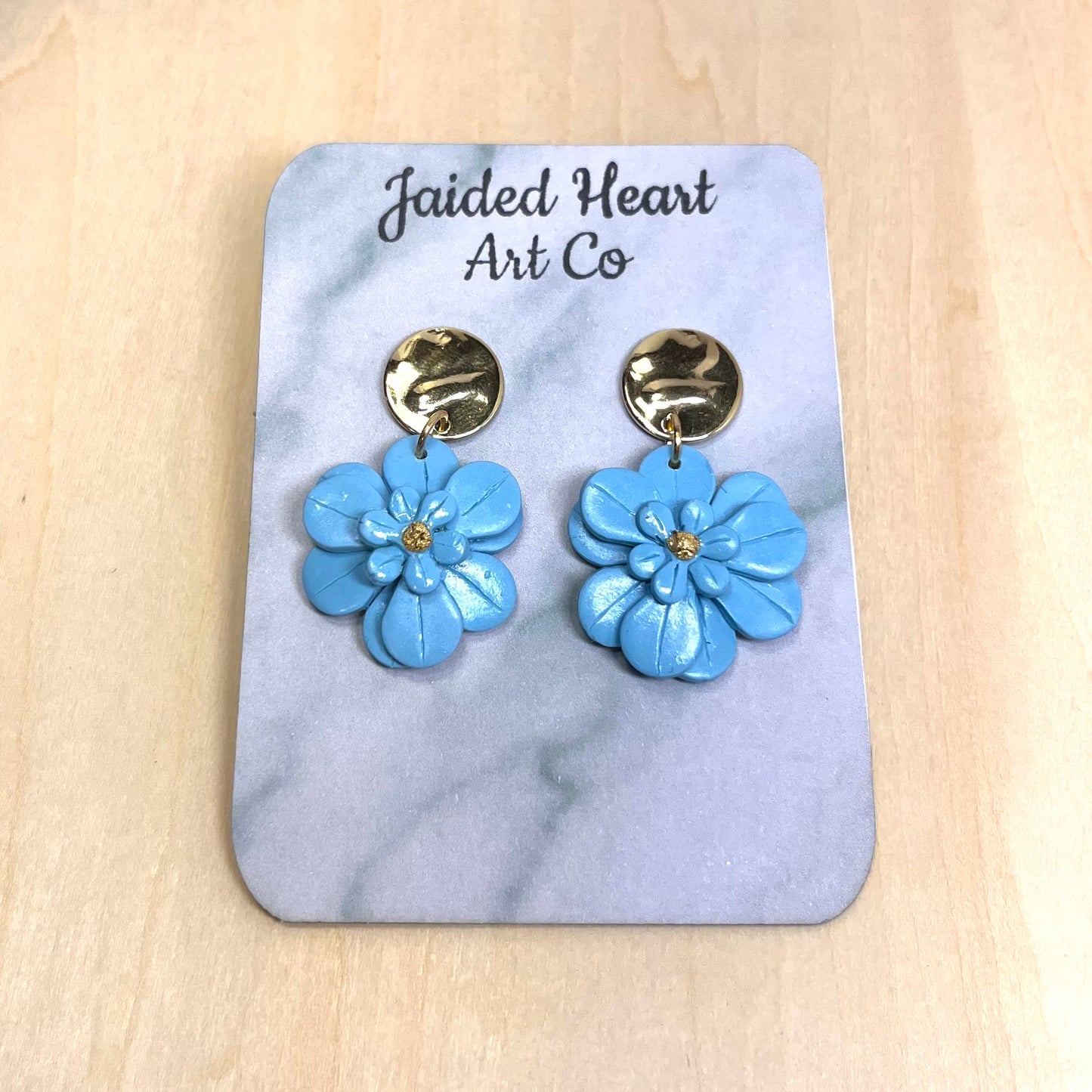 Blue Flax Flower Dangle Earrings
