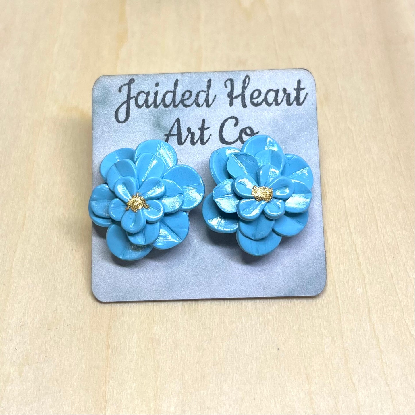 Blue Flax Flower Stud Earrings