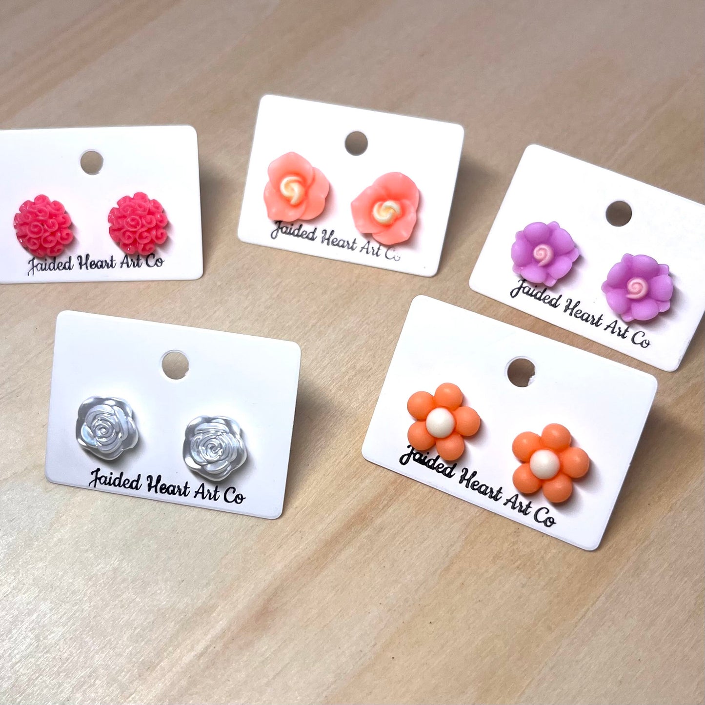 3D Flower Stud Earrings Hypoallergenic Stainless Steel
