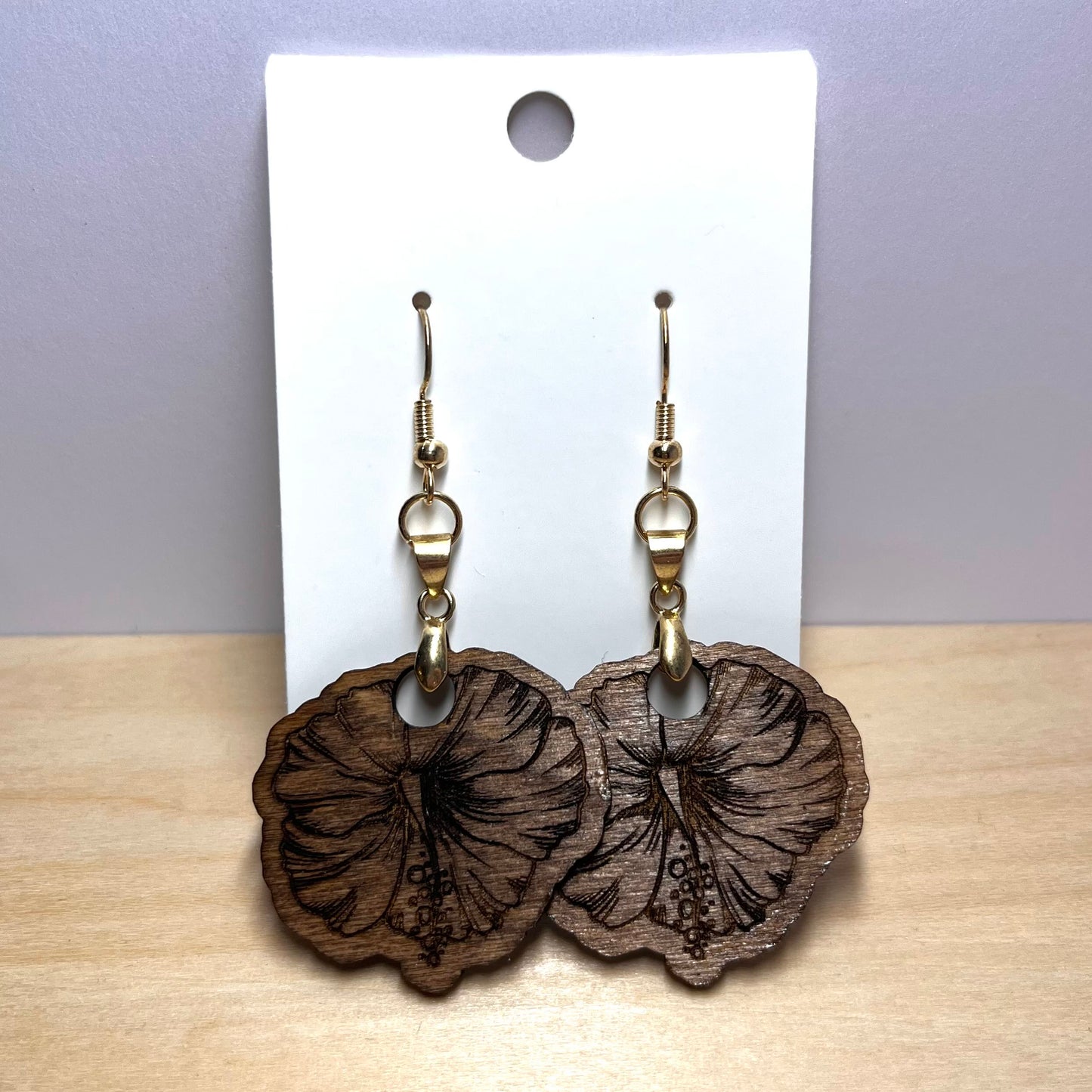 Flower Wooden Dangle Earrings