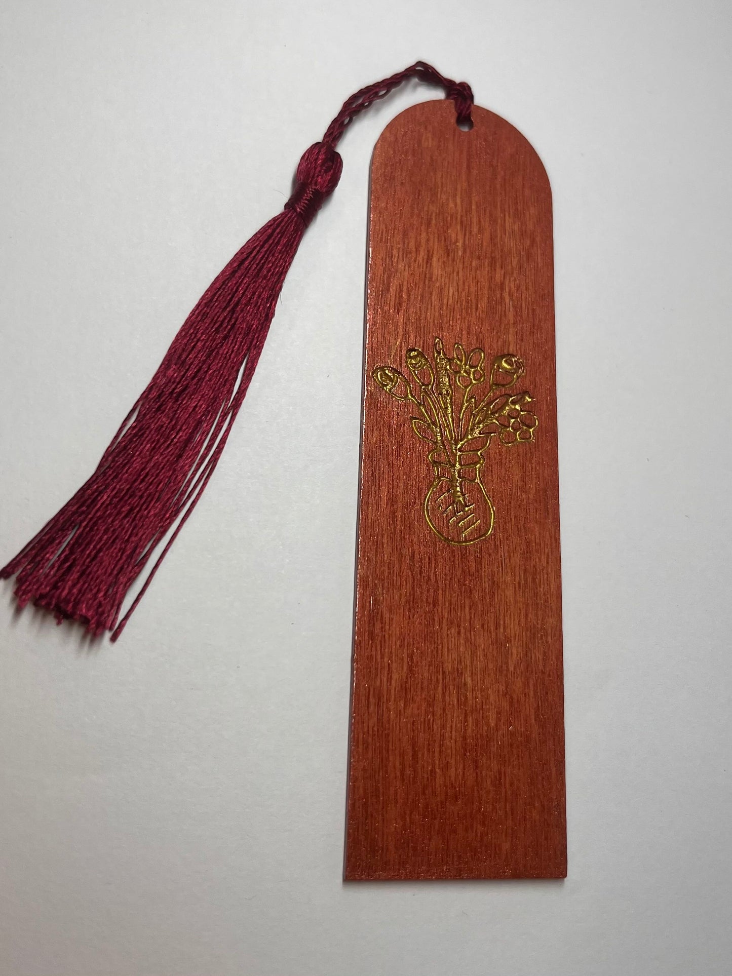 Flower Vase Engraved Wooden Bookmark