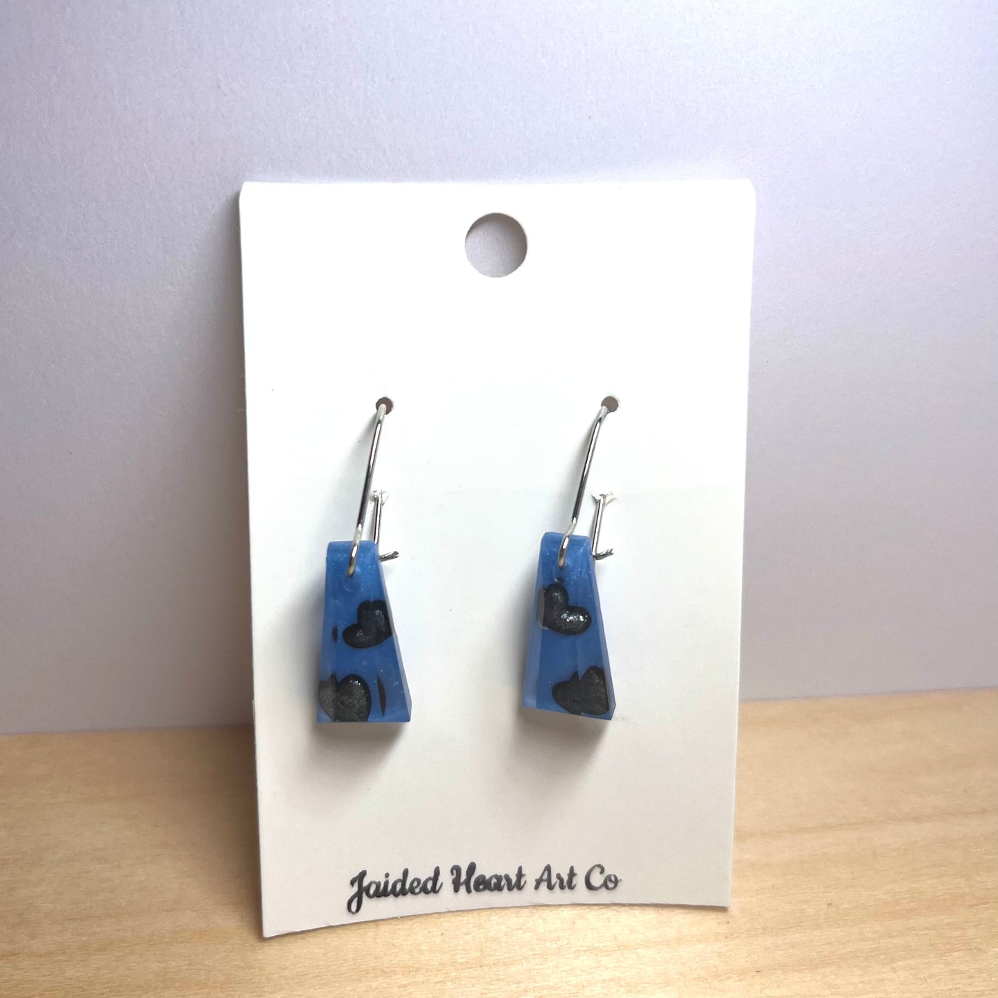Sparkling Black Heart Dangle Earrings