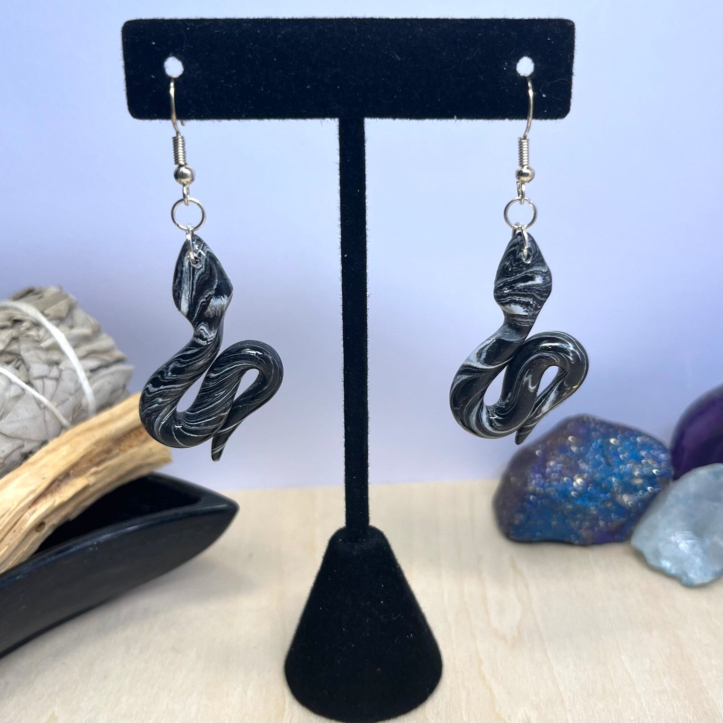 Marbled Snake Dangle Earrings