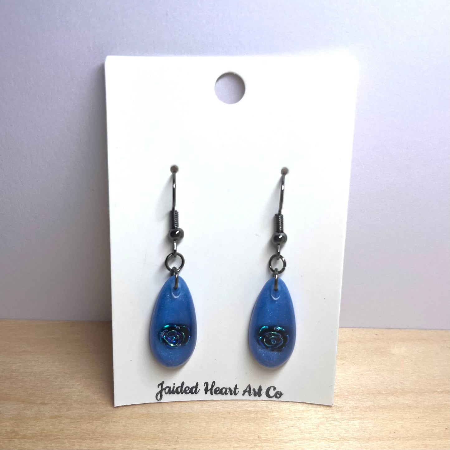 Monochrome Rose Dangle Earrings