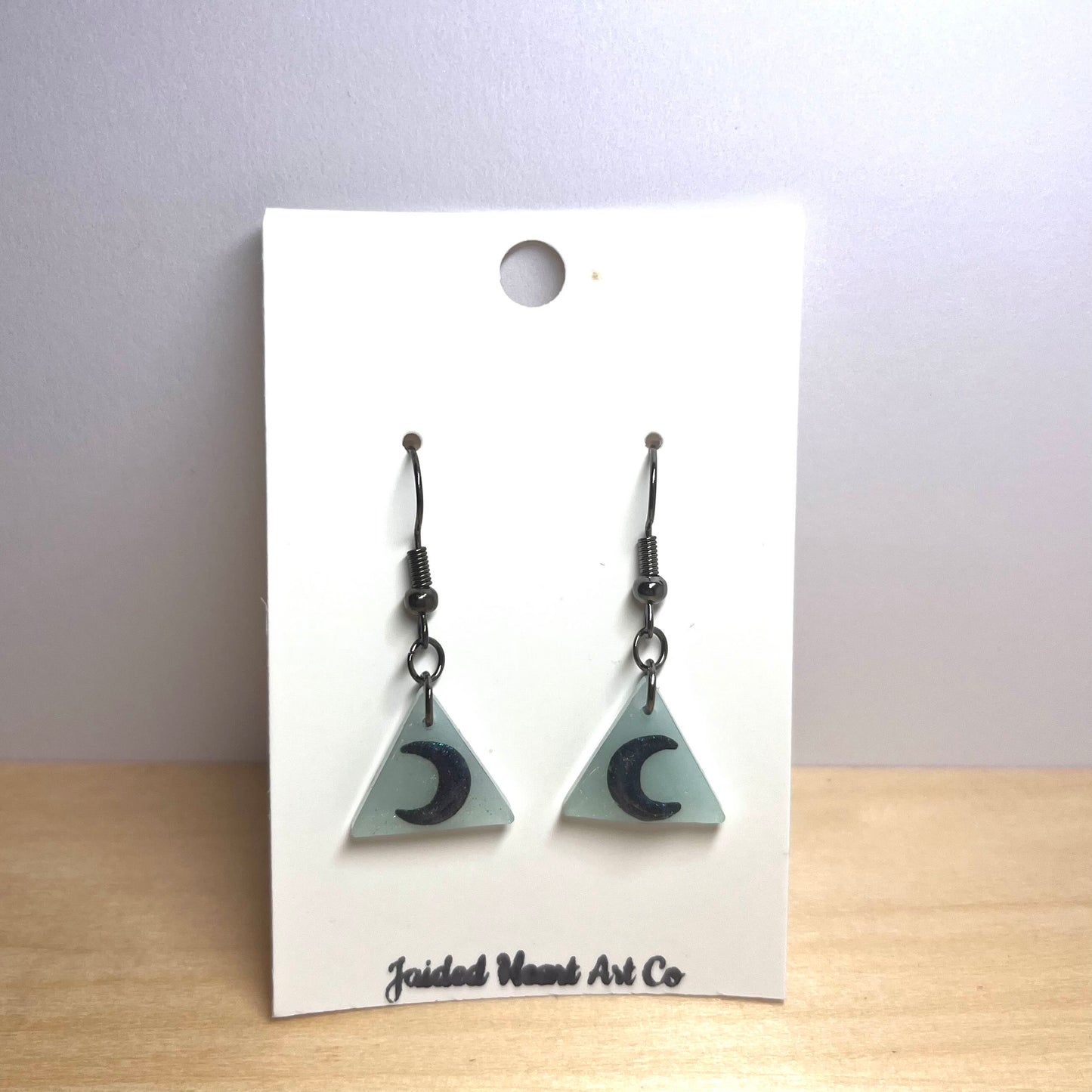 Triangular Moon Dangle Earrings