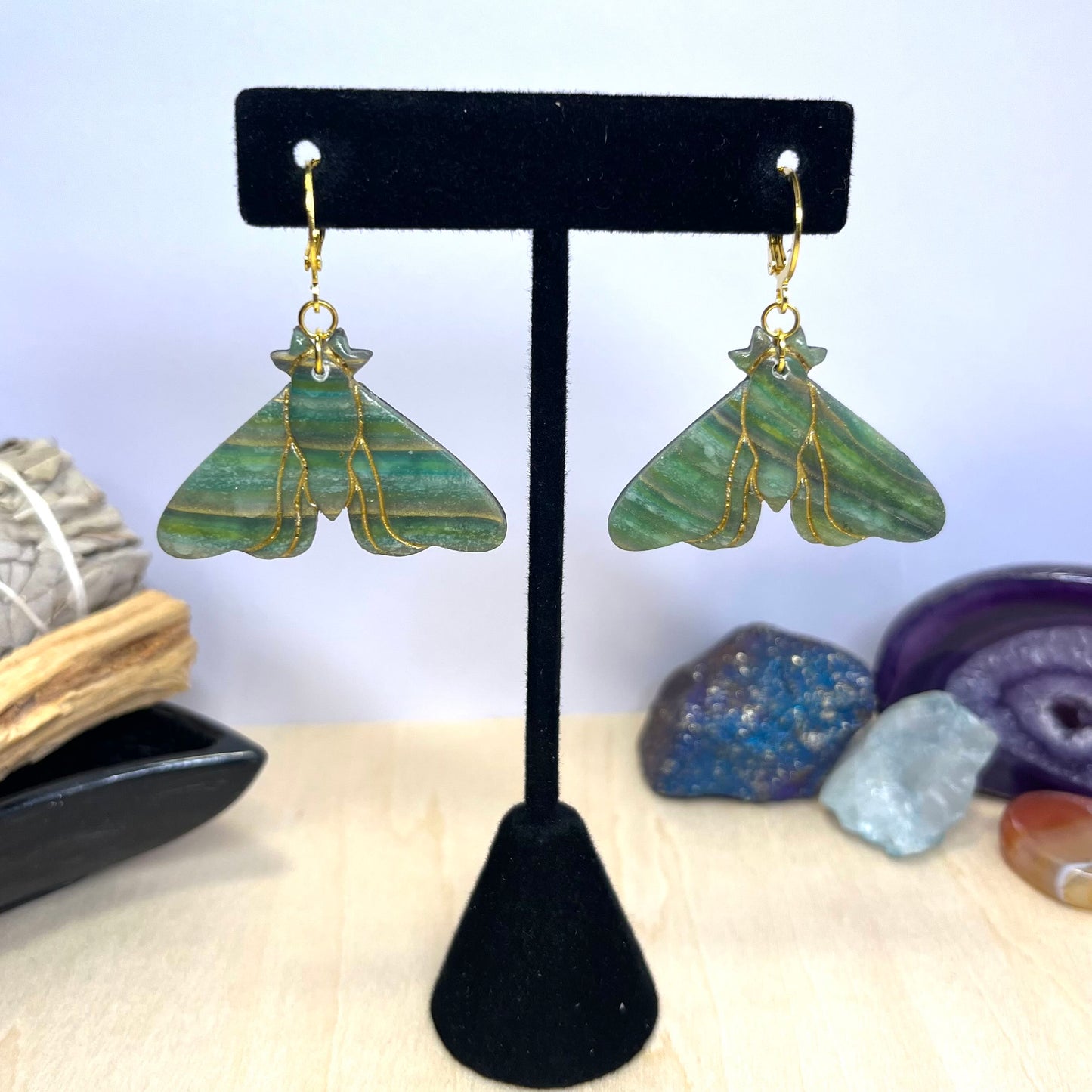 Earthly Moths #1 Dangle Earrings