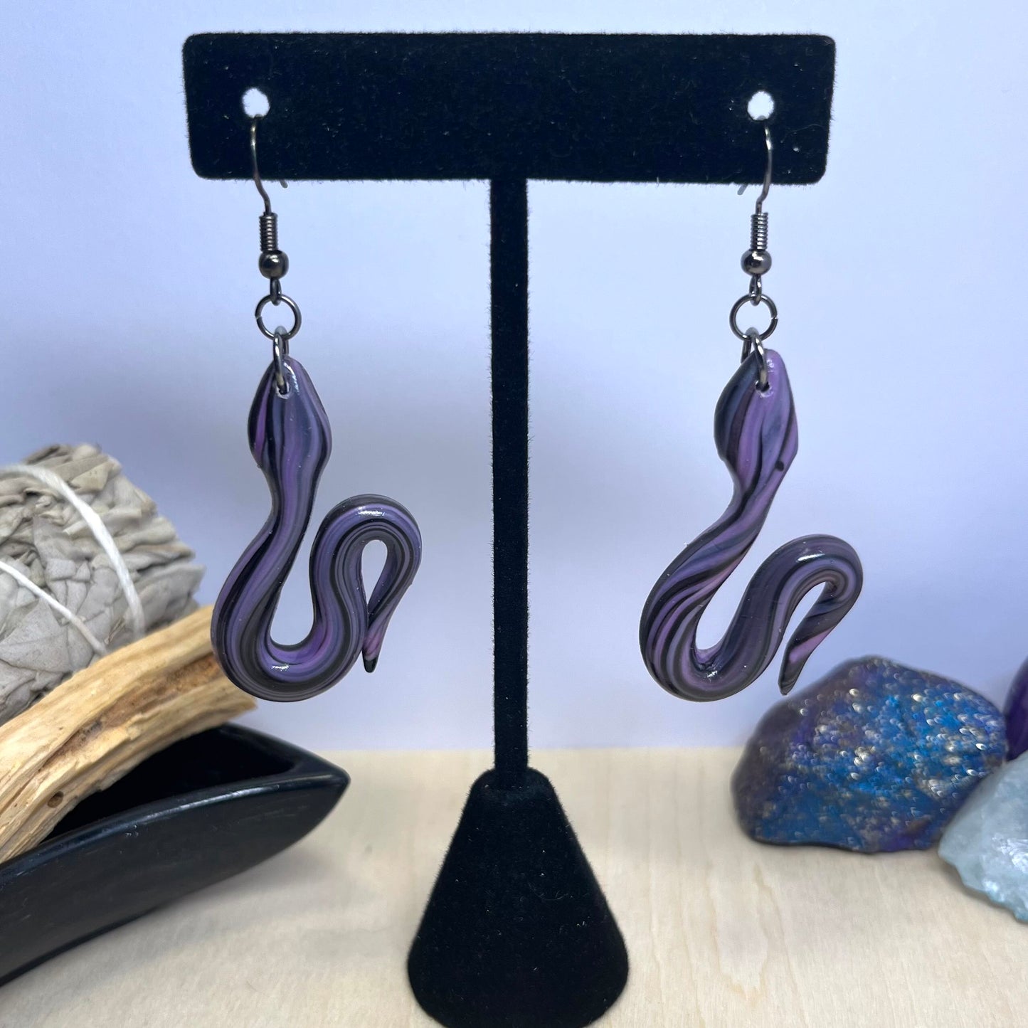 Purple Haze Snake Dangle Earrings