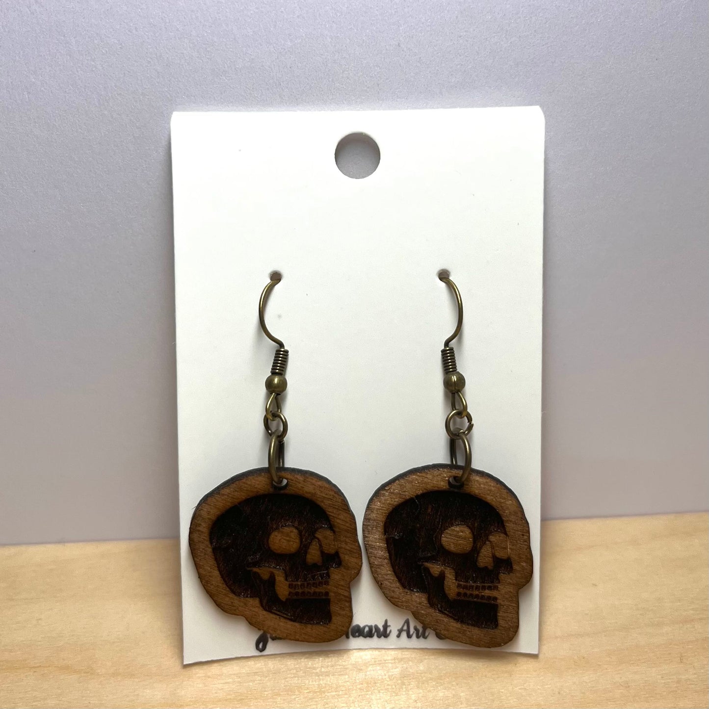Skull Wooden Dangle Earrings