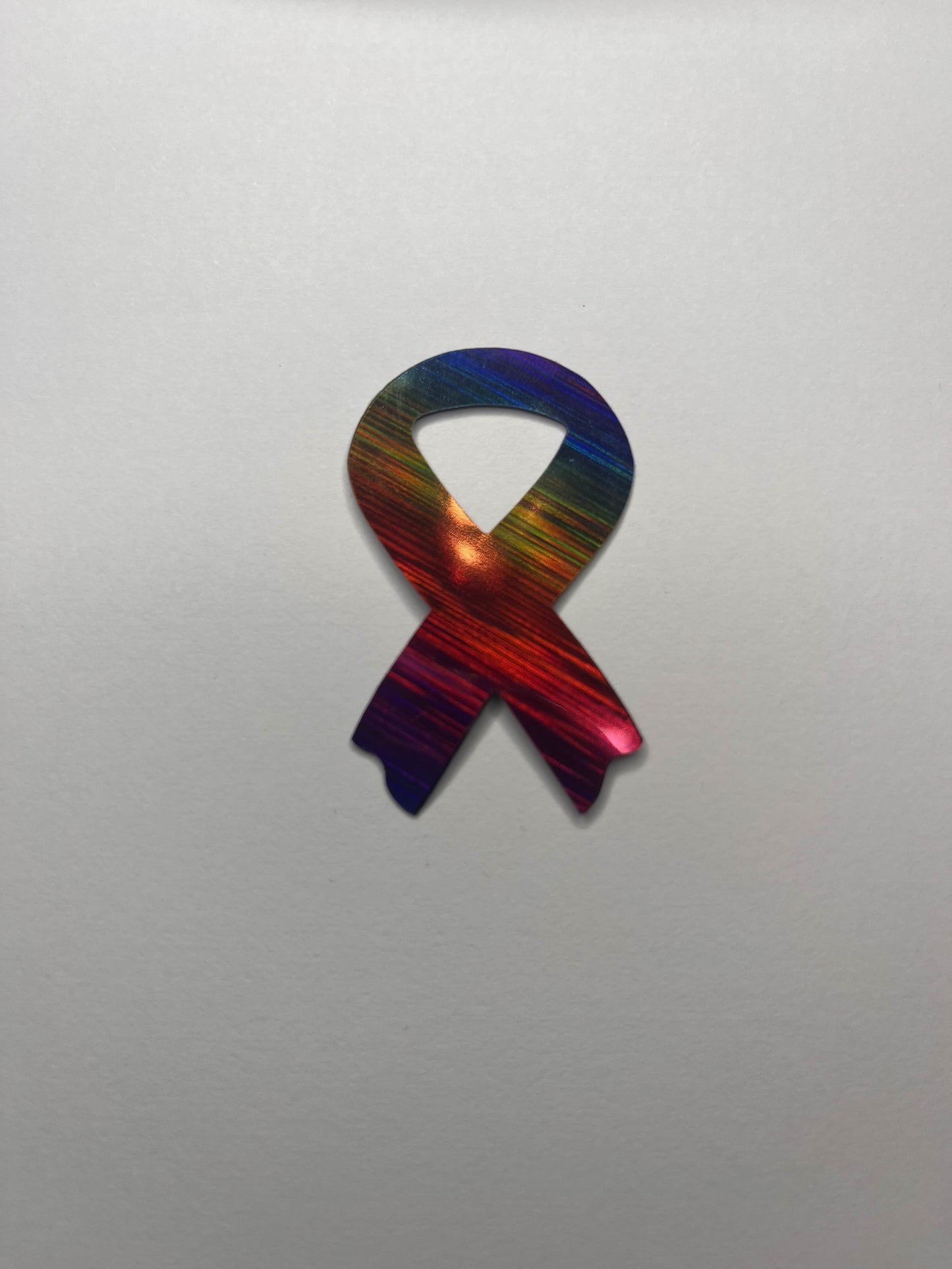 Vinyl Decal Awareness Ribbon- Holographic Rainbow / Pink