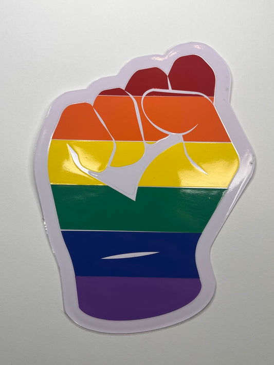 Vinyl Decal Rainbow Striped Fist