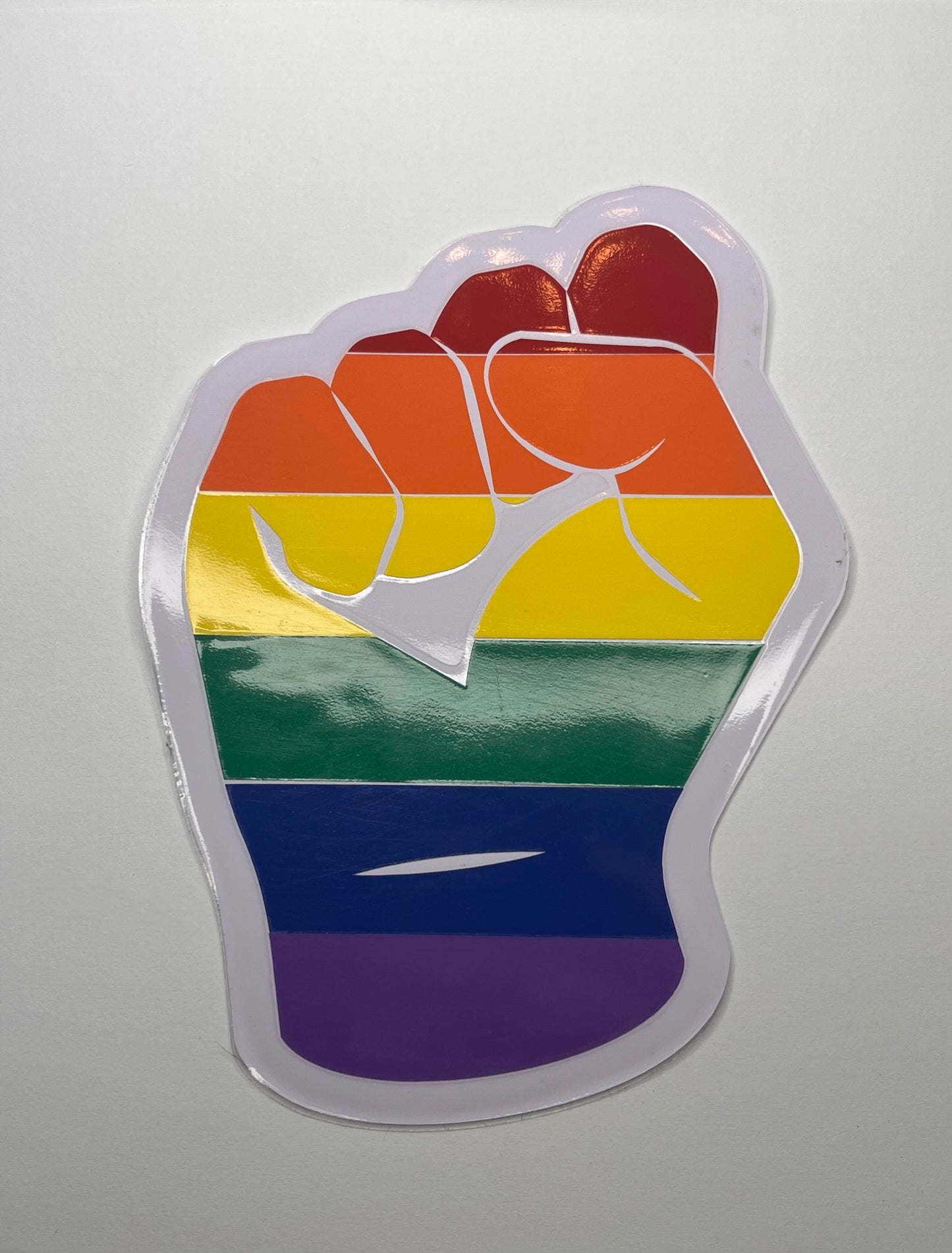 Vinyl Decal Rainbow Striped Fist