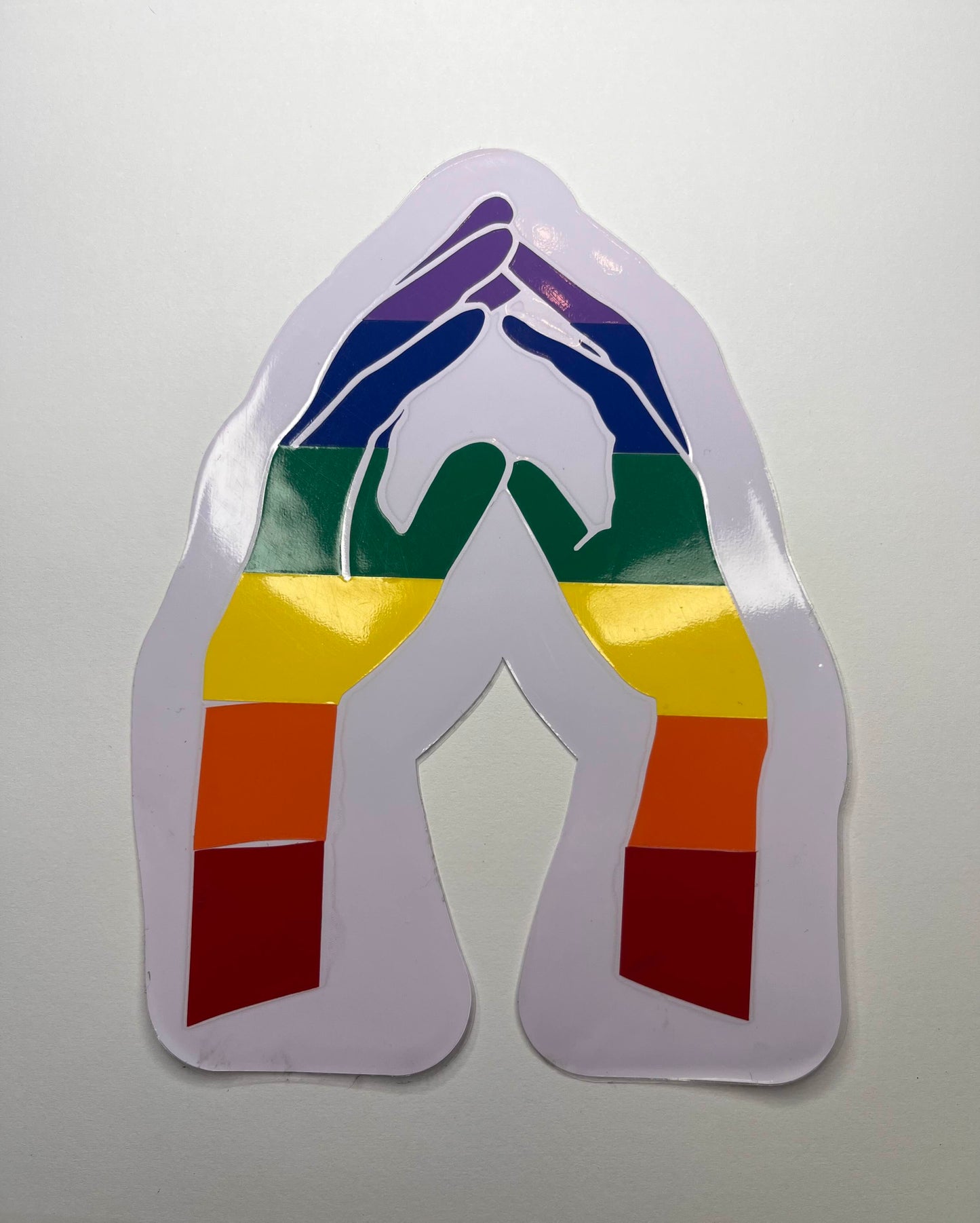 Vinyl Decal Rainbow Striped Hands Touching