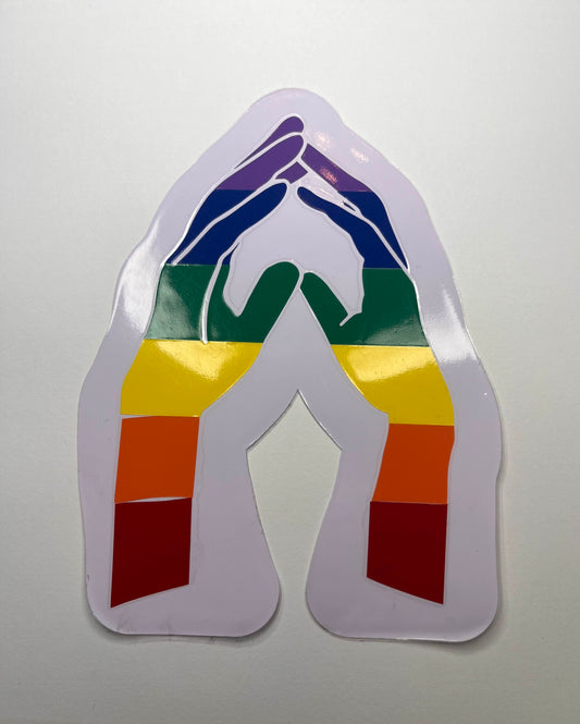 Vinyl Decal Rainbow Striped Hands Touching