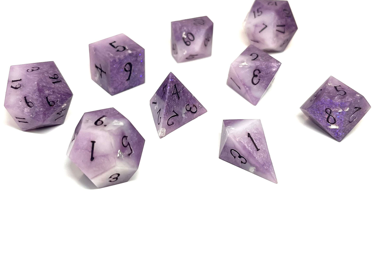 Sharp Edge Polyhedral Tabletop Game Dice Set Of 9 - Sugar Plum Fairy