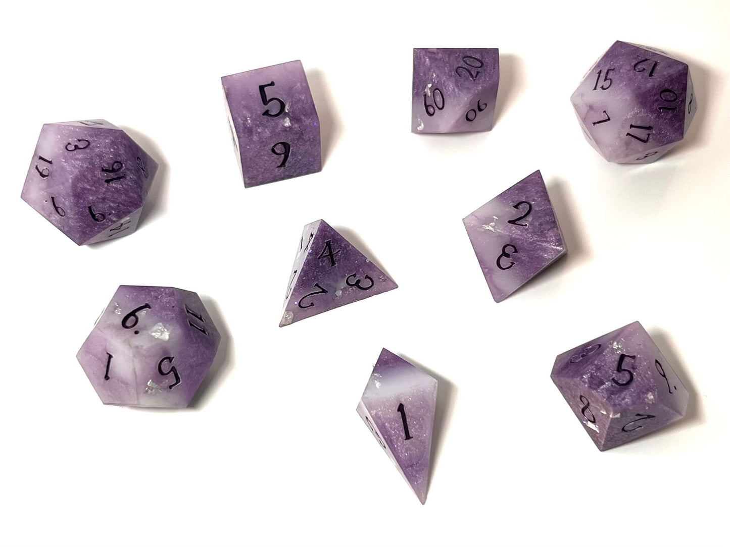 Sharp Edge Polyhedral Tabletop Game Dice Set Of 9 - Sugar Plum Fairy