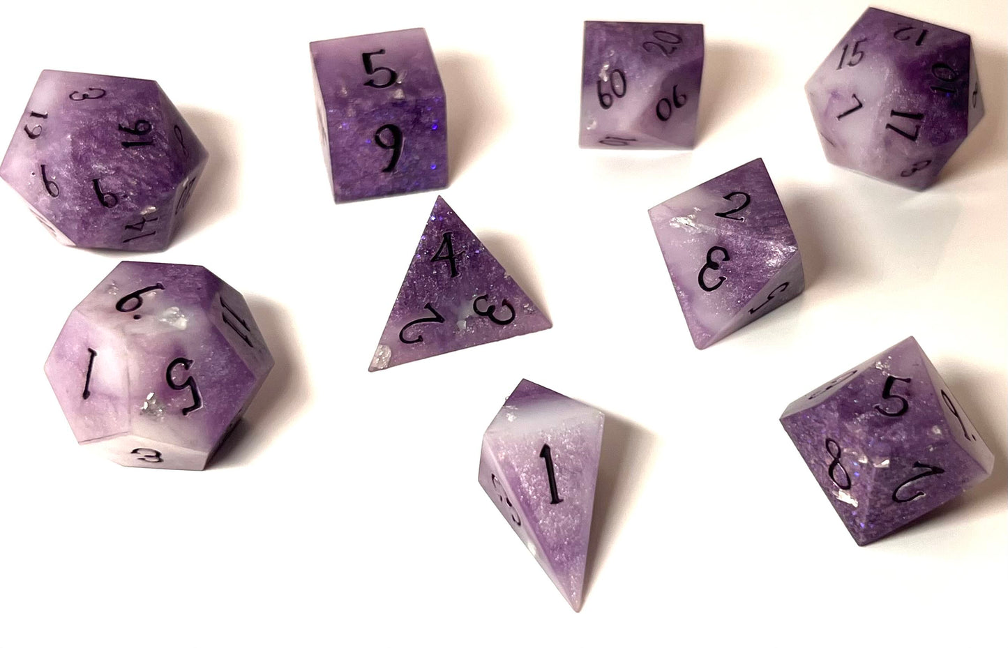Sharp Edge Polyhedral Tabletop Game Dice Set Of 9 - Sugar Plum Fairy