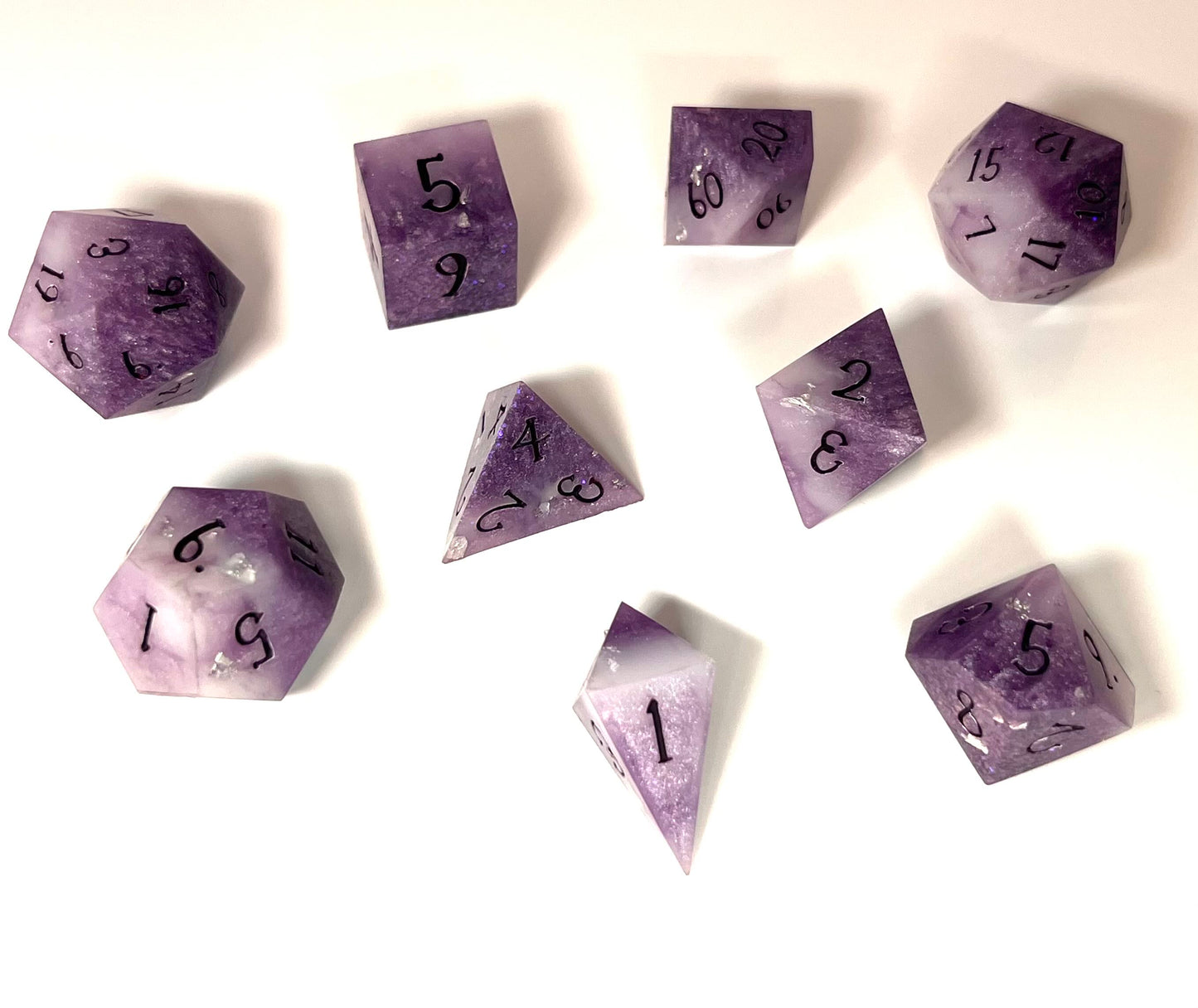 Sharp Edge Polyhedral Tabletop Game Dice Set Of 9 - Sugar Plum Fairy
