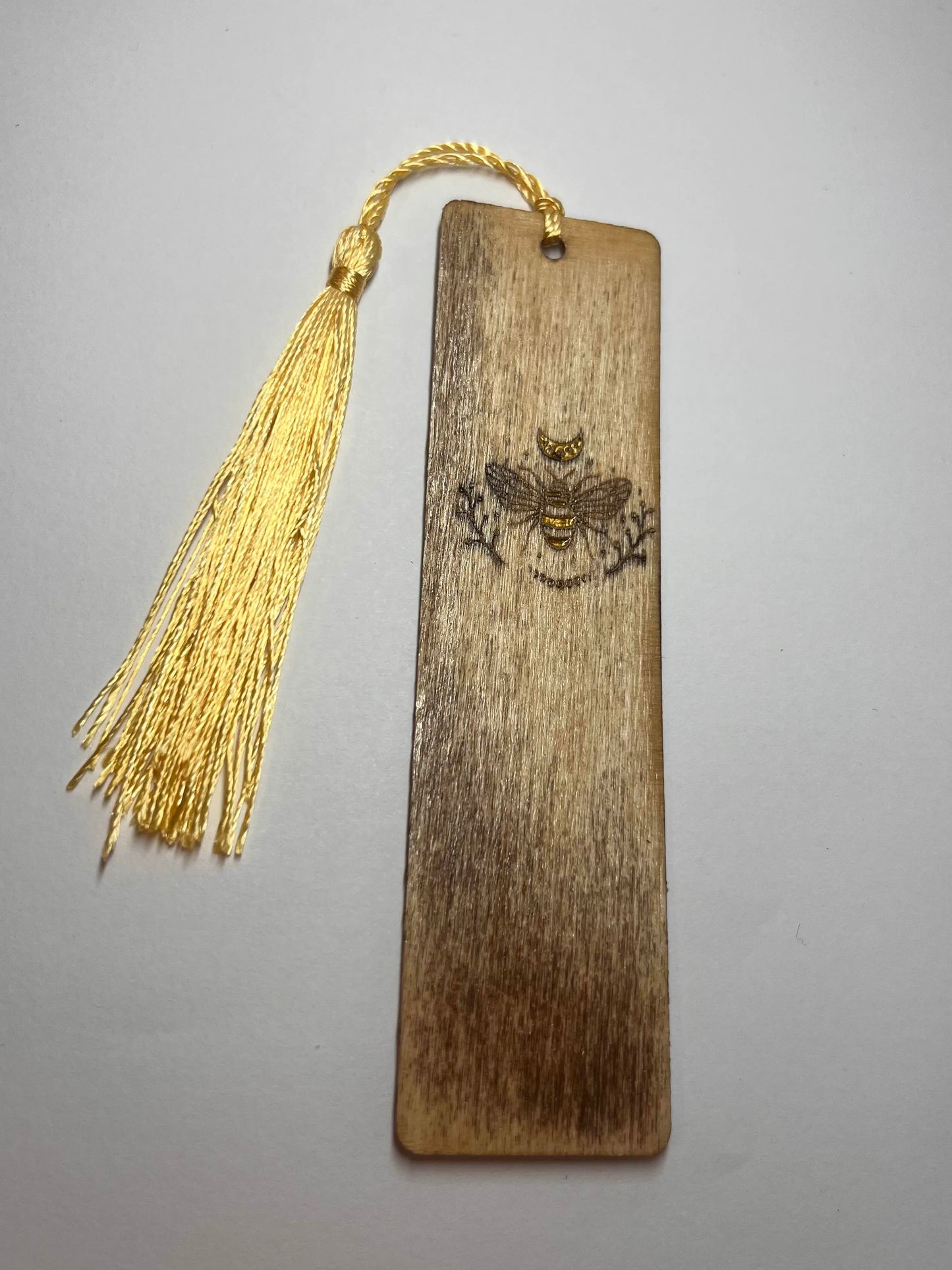 Honey Bee Embellished Engraved Wooden Bookmark