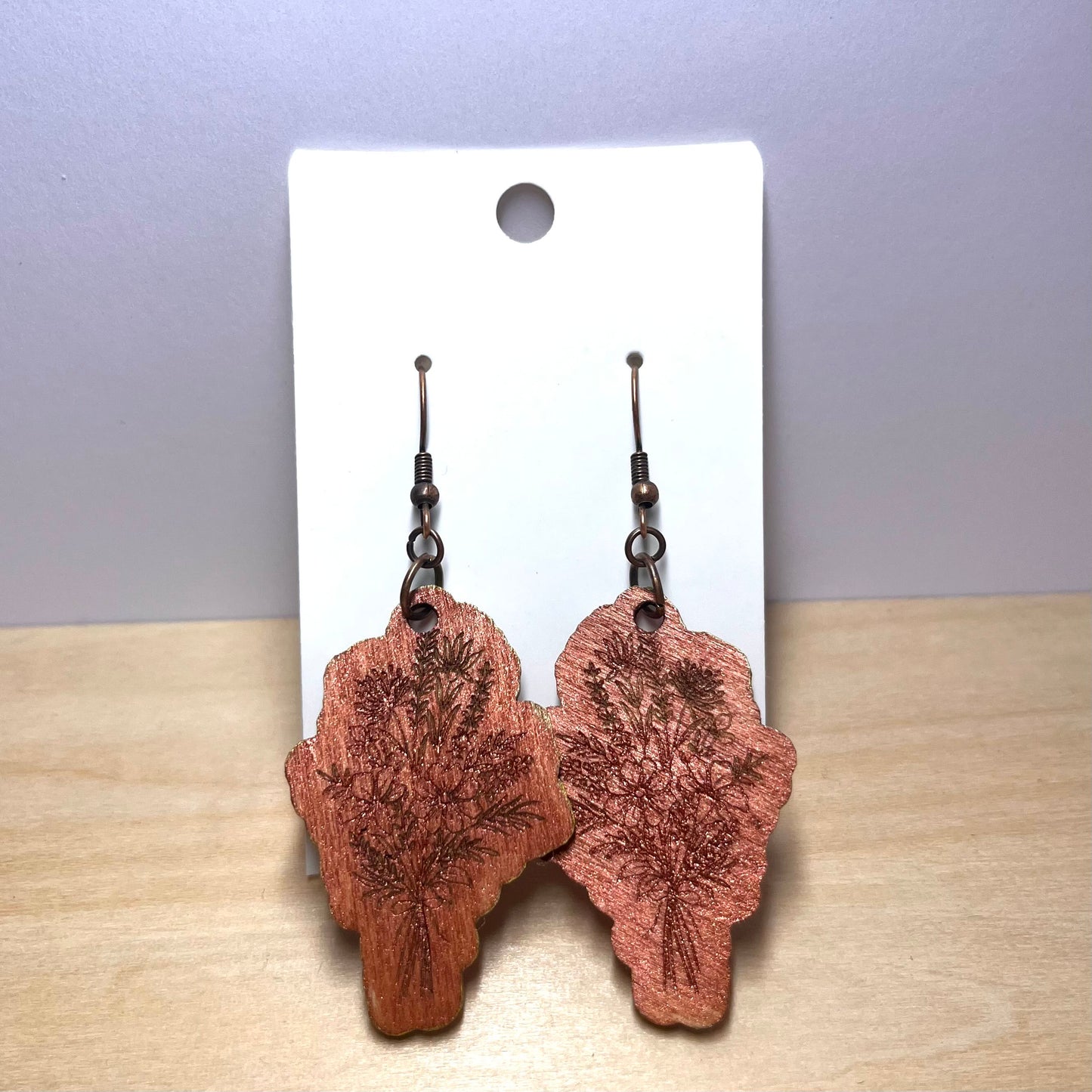 Flower Bouquet Wooden Dangle Earrings