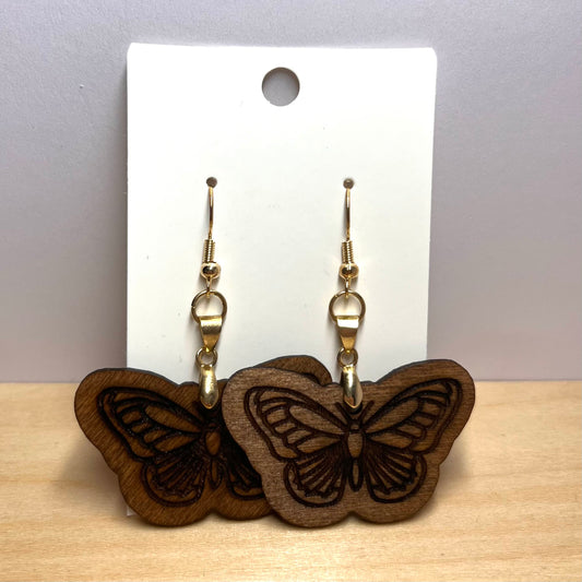 Butterfly Wooden Dangle Earrings