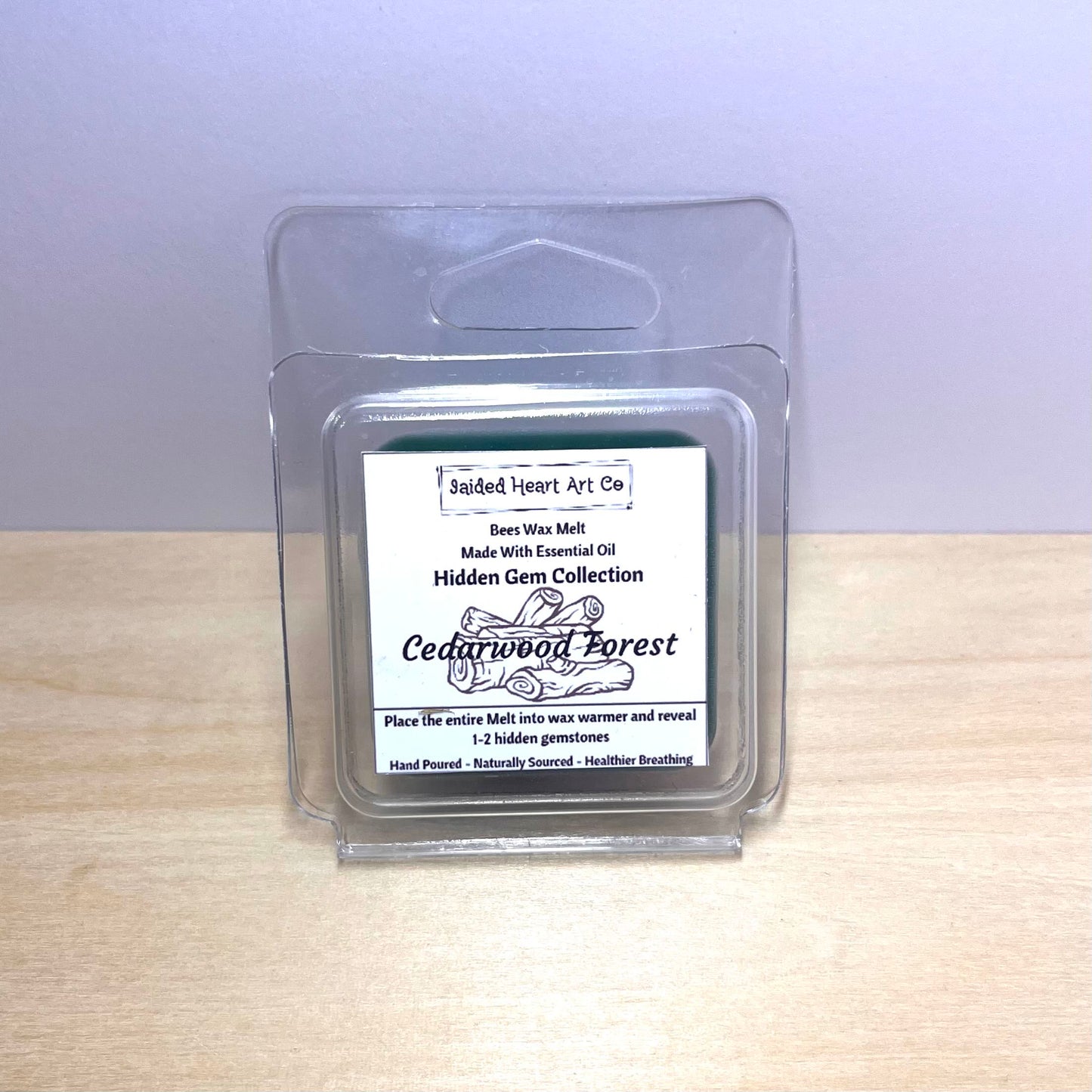 Cedarwood Forest Natural Bees Wax Melt Hidden Gemstones Collection