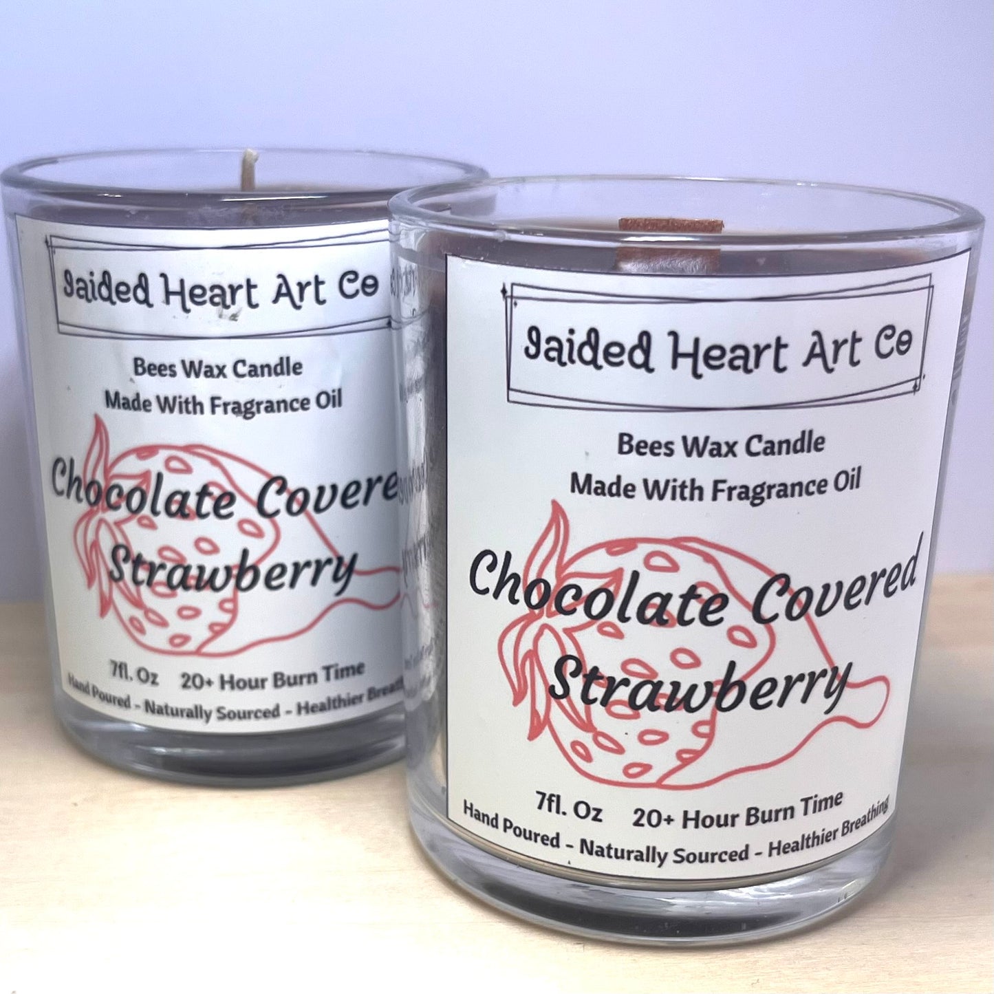 Chocolate Covered Strawberry Natural Bees Wax Candle