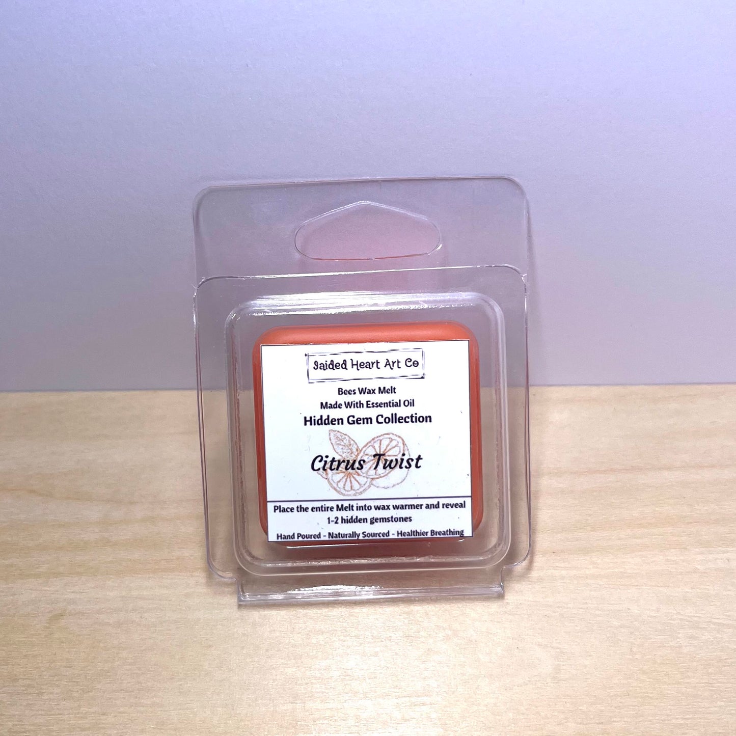 Citrus Twist Natural Bees Wax Melt Hidden Gemstones Collection