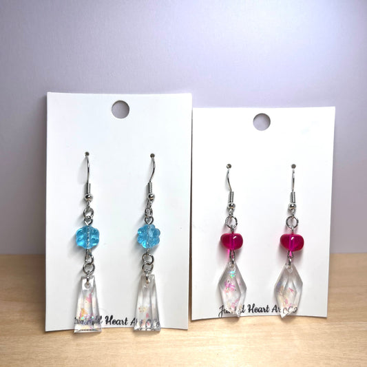 Crystal Clear Iridescent Beaded Dangle Earrings
