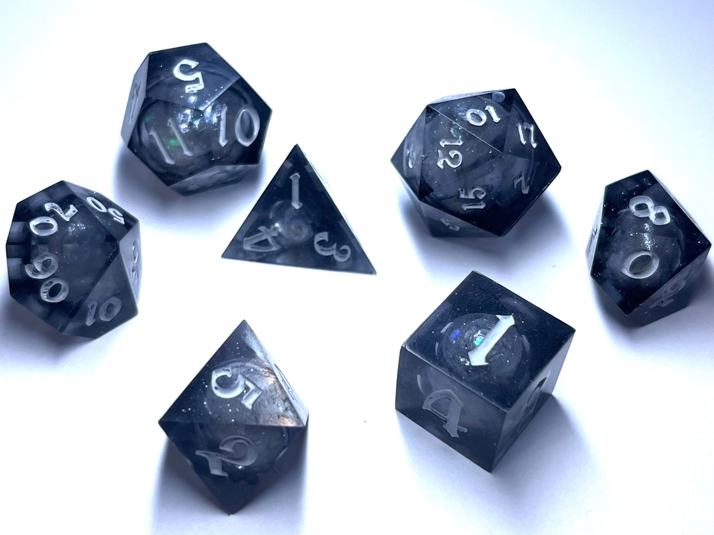 Sharp Edge Tabletop Game Dice Set Of 7 LIQUID CORE - Diamond Dust