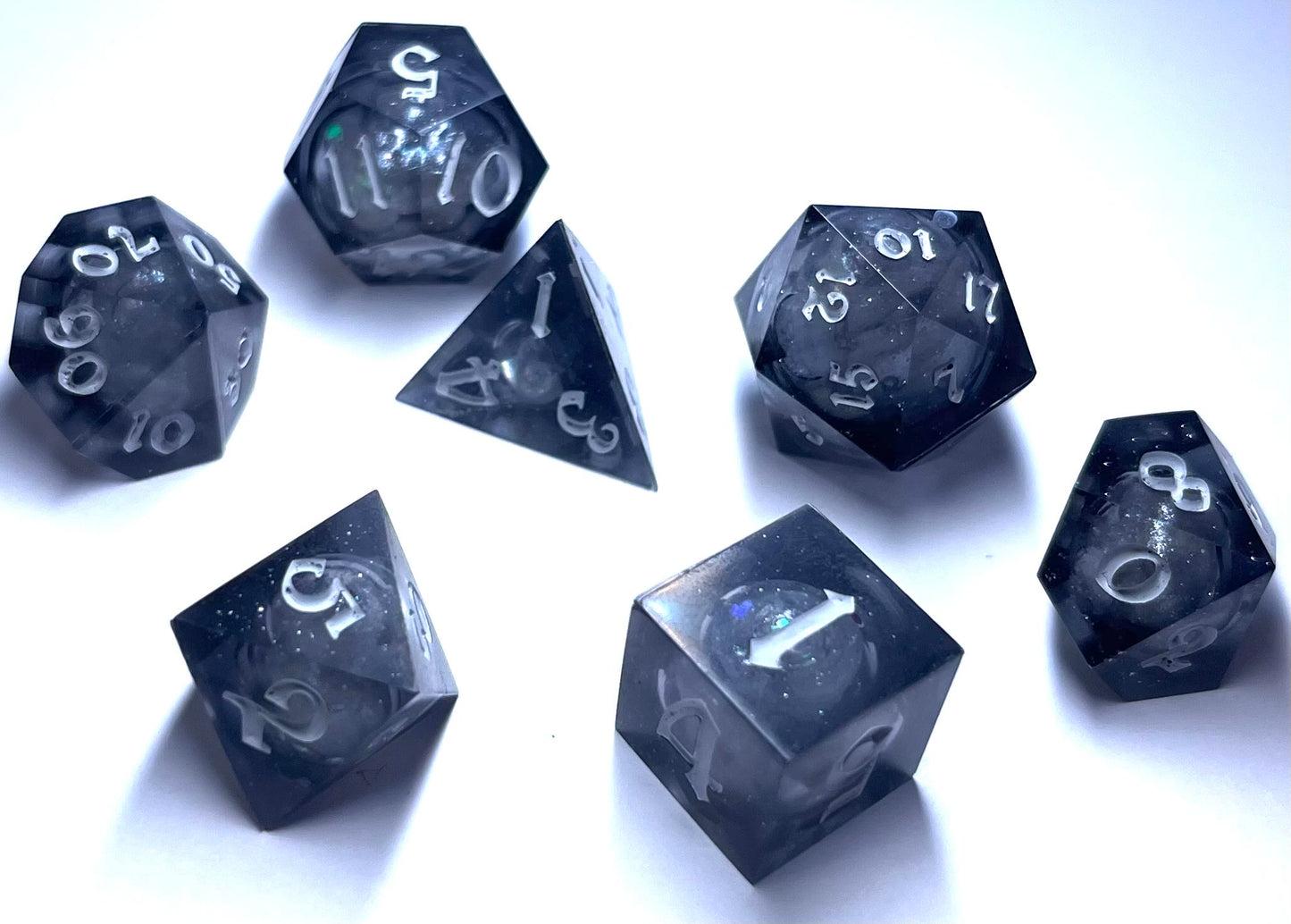 Sharp Edge Tabletop Game Dice Set Of 7 LIQUID CORE - Diamond Dust