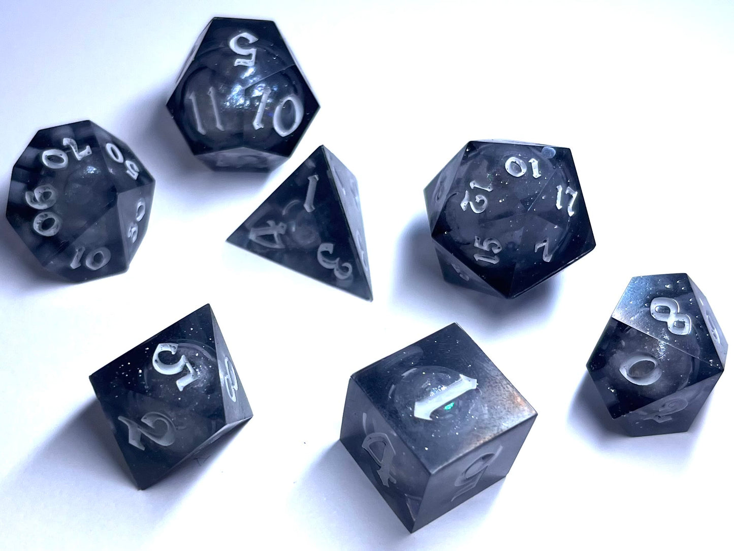Sharp Edge Tabletop Game Dice Set Of 7 LIQUID CORE - Diamond Dust