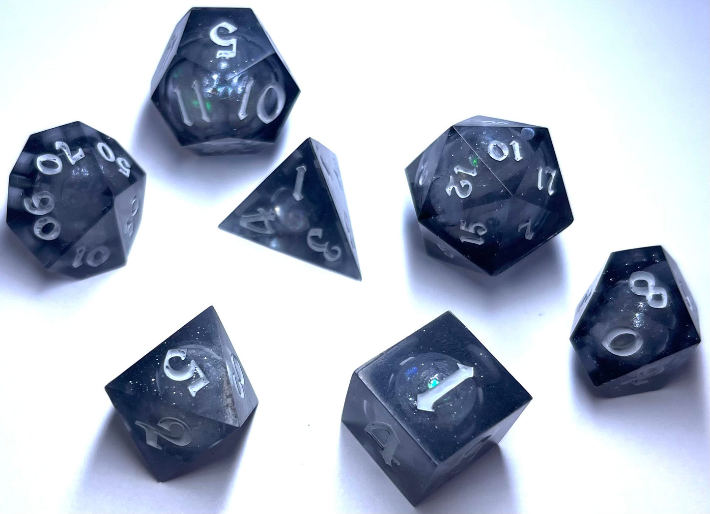 Sharp Edge Tabletop Game Dice Set Of 7 LIQUID CORE - Diamond Dust