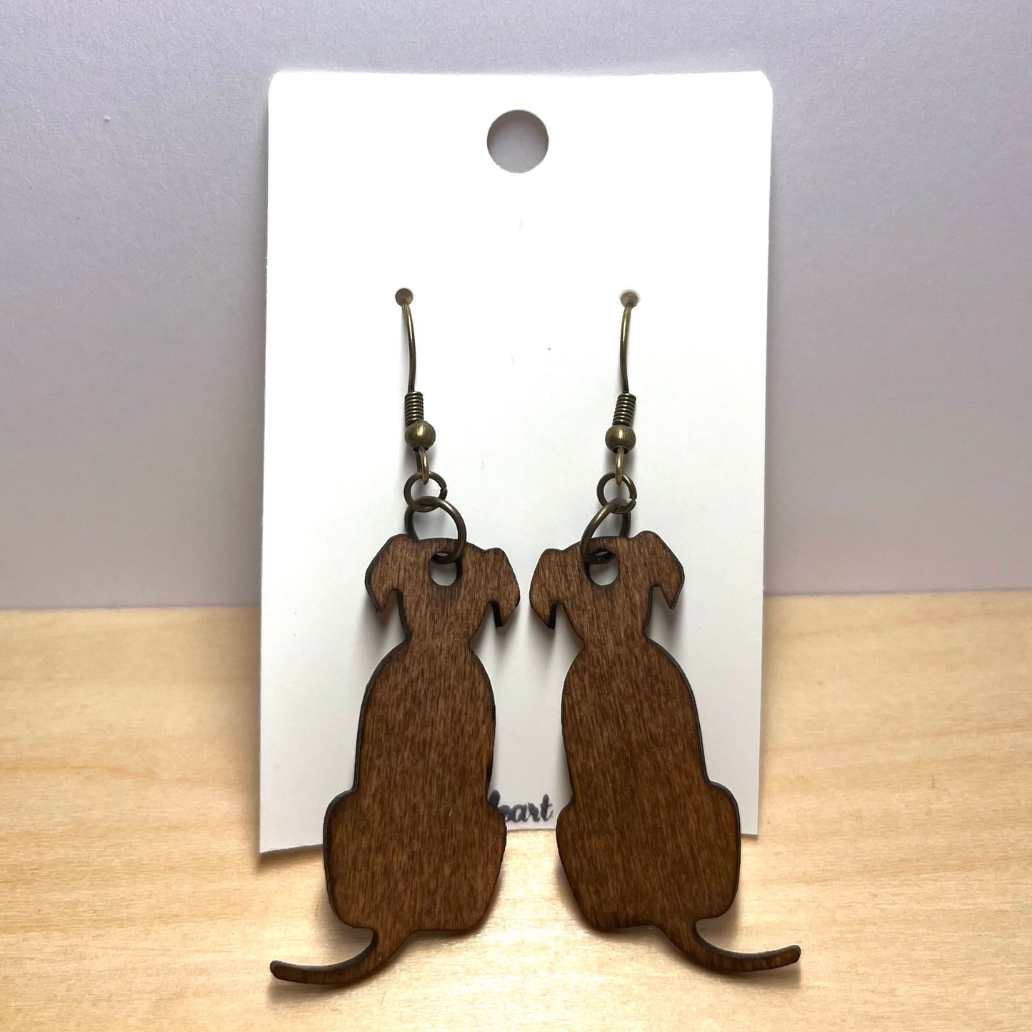 Dog Wooden Dangle Earrings