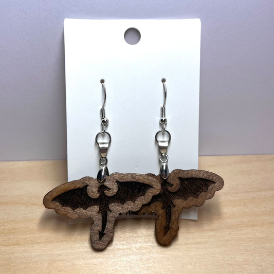 Dragon Wooden Dangle Earrings