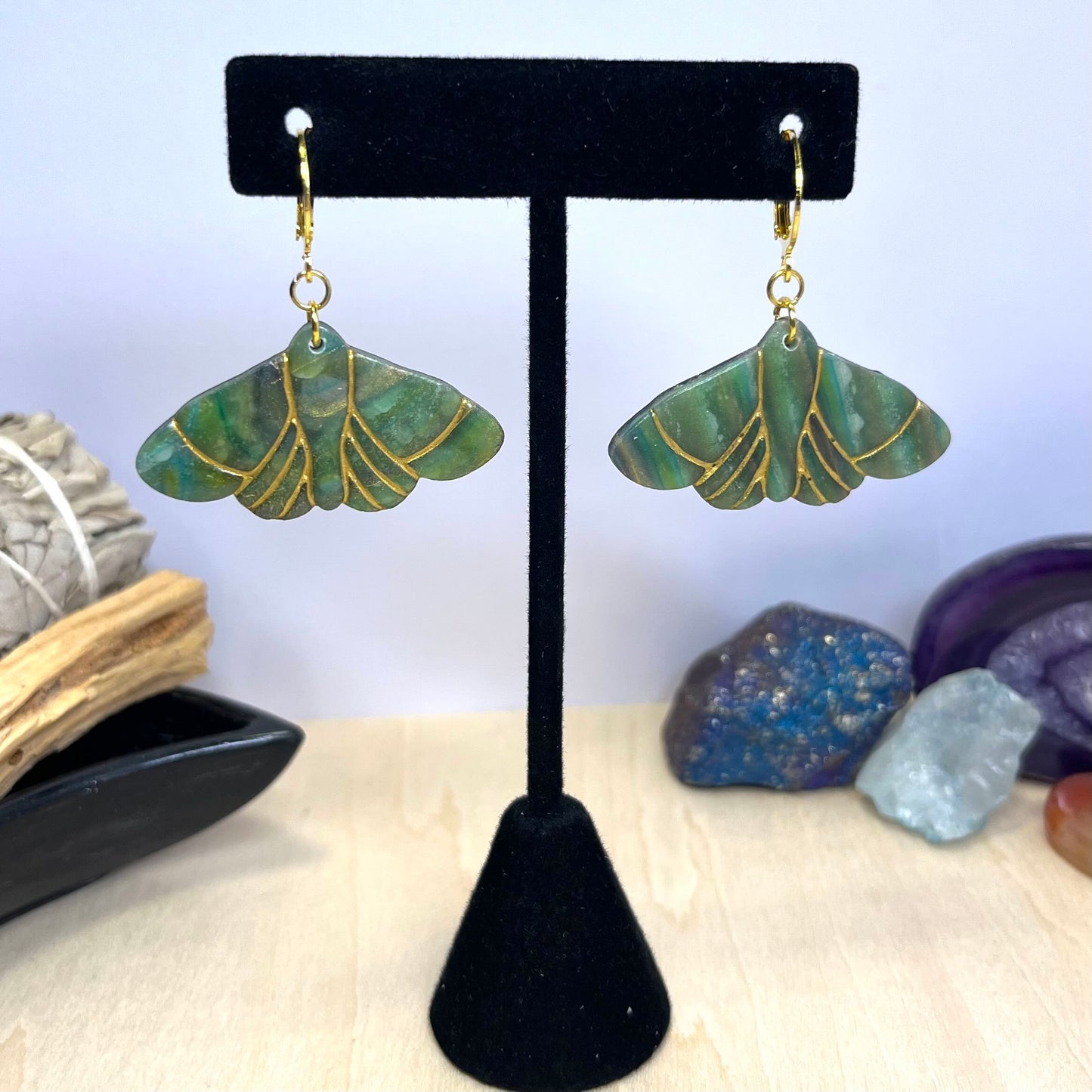 Earthly Moths #2 Dangle Earrings