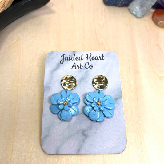Blue Flax Flower Dangle Earrings