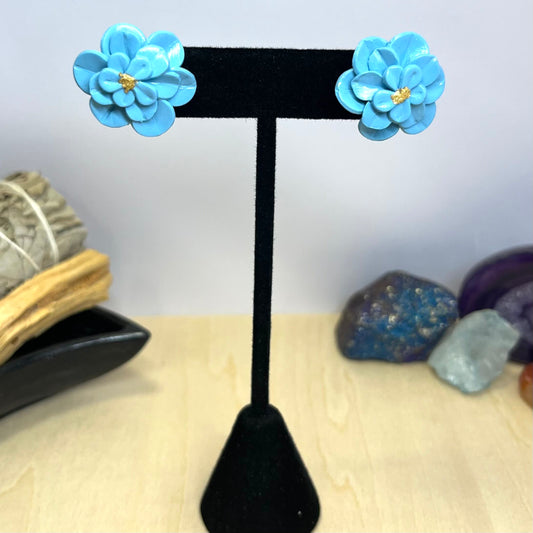 Blue Flax Flower Stud Earrings