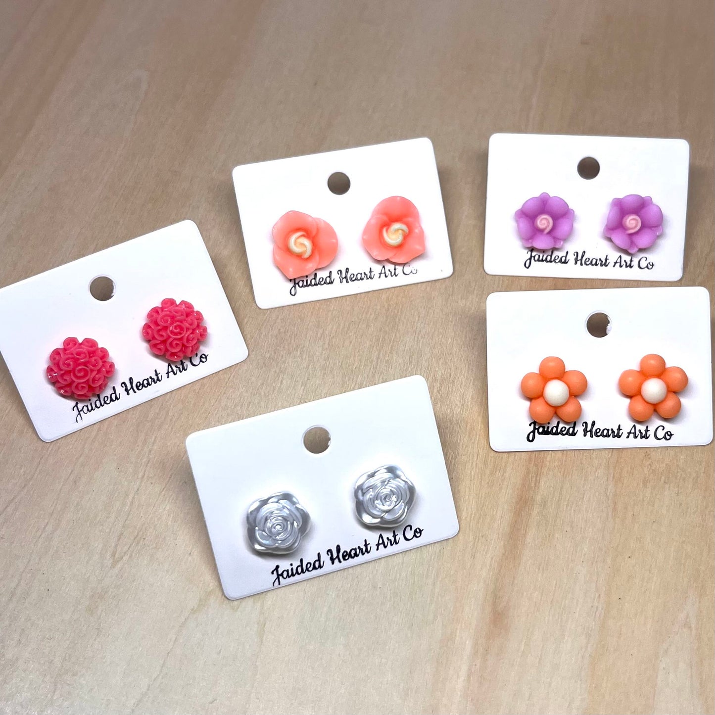 3D Flower Stud Earrings Hypoallergenic Stainless Steel
