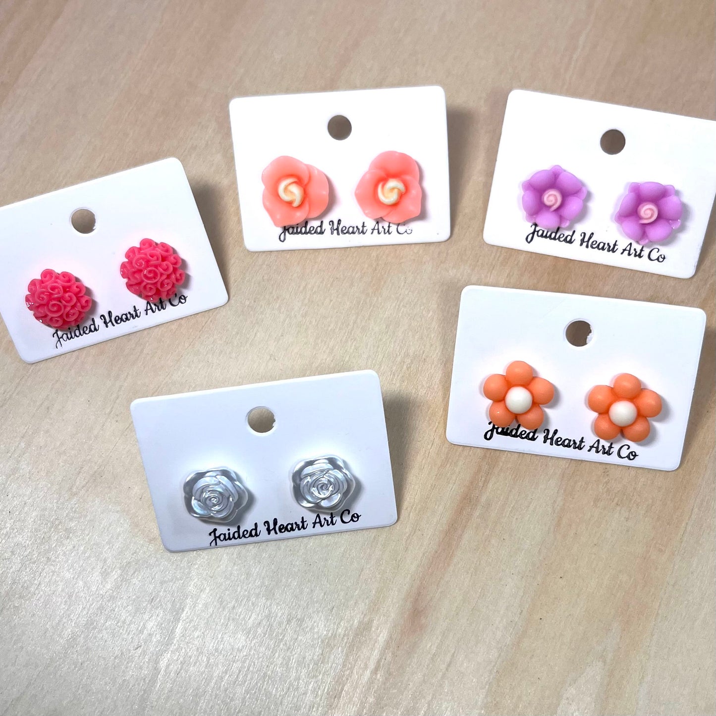 3D Flower Stud Earrings Hypoallergenic Stainless Steel