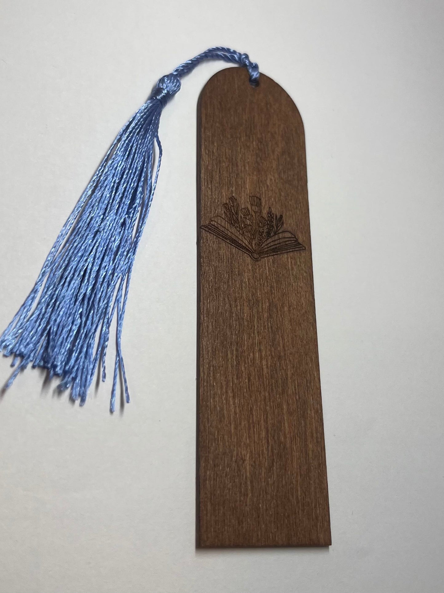Flower Blooming Book Engraved Wooden Bookmark