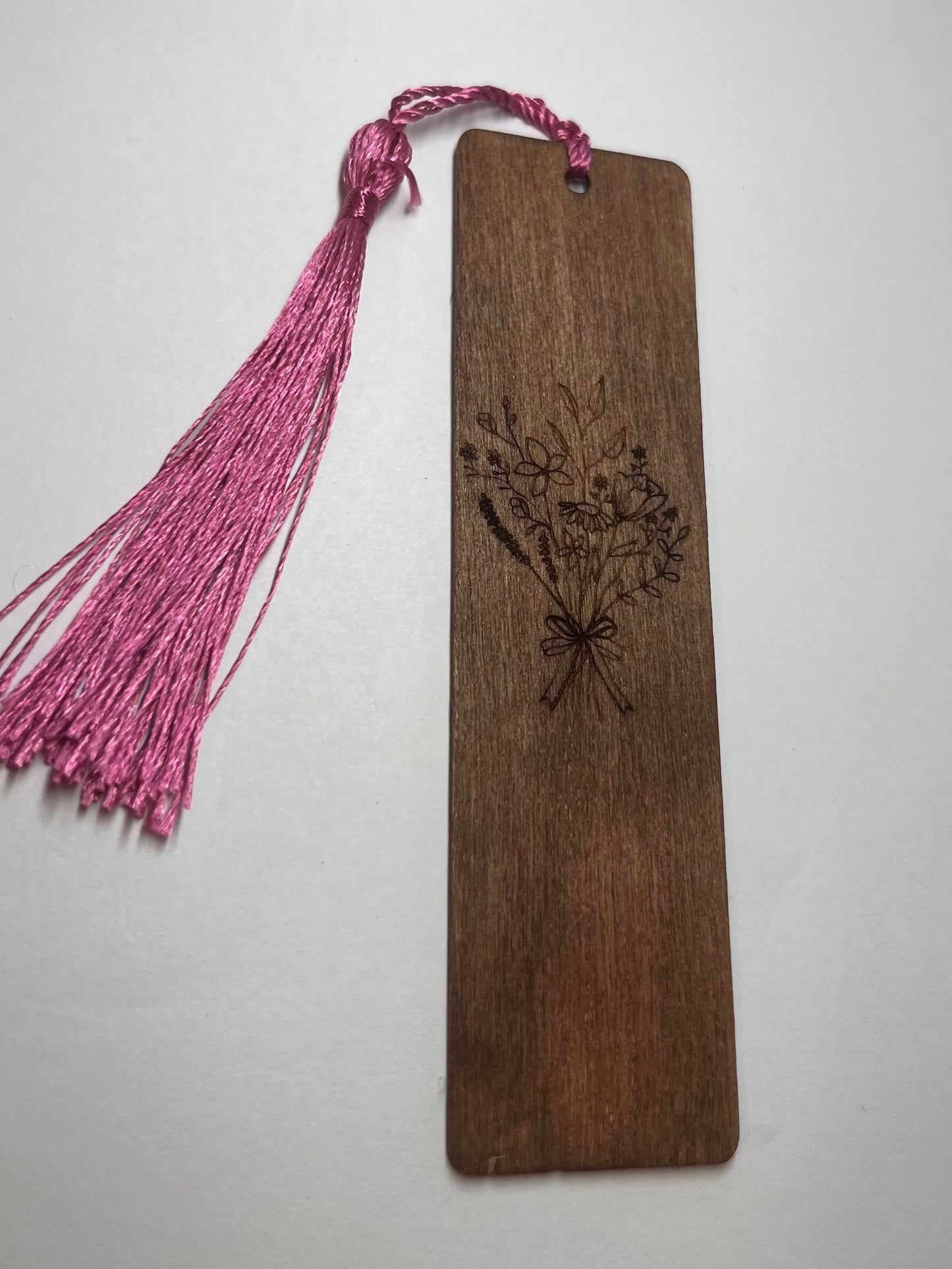Flower Bouquet Engraved Wooden Bookmark
