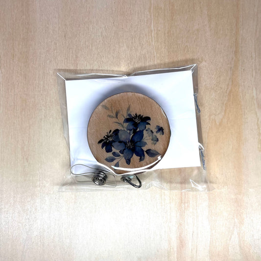 Blue Flowers Badge Reel