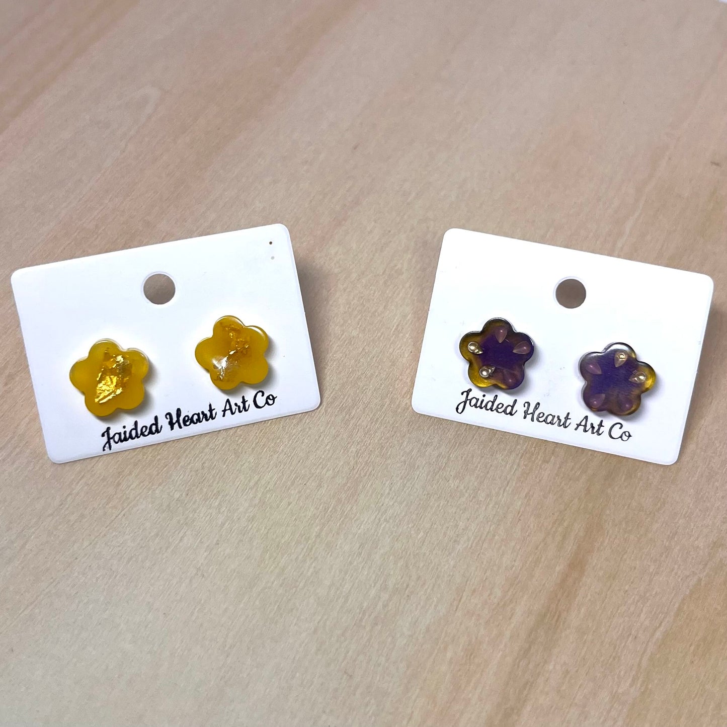 Flower Shaped Stud Earrings Hypoallergenic Stainless Steel