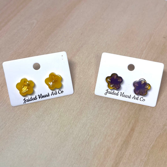 Flower Shaped Stud Earrings Hypoallergenic Stainless Steel