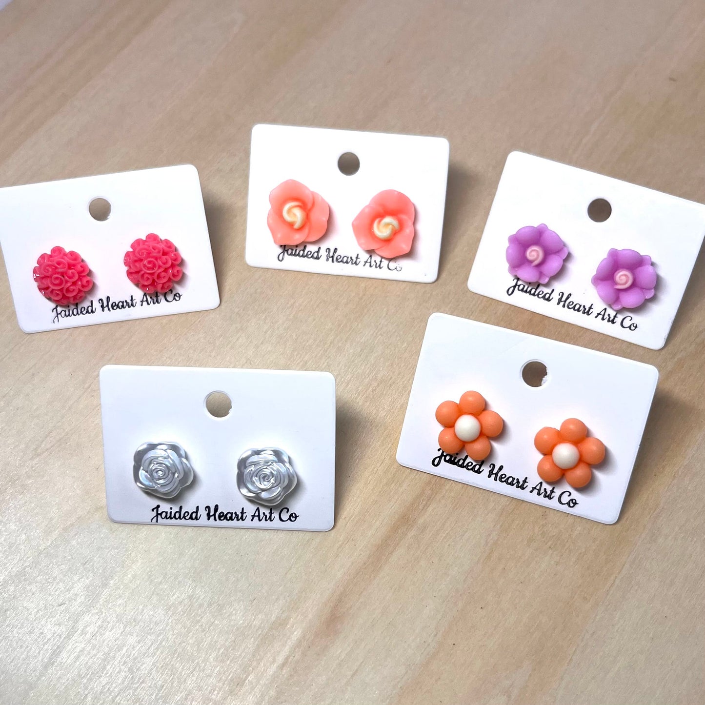 3D Flower Stud Earrings Hypoallergenic Stainless Steel
