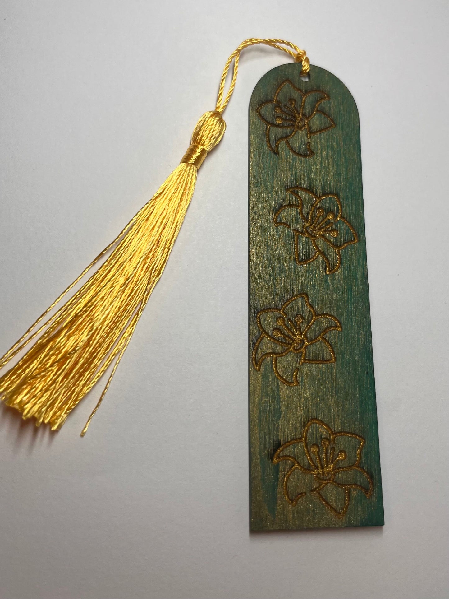 Lillies Engraved Wooden Bookmark
