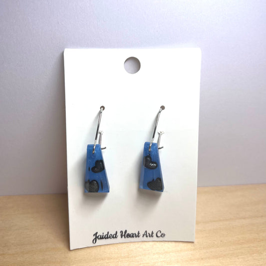 Sparkling Black Heart Dangle Earrings