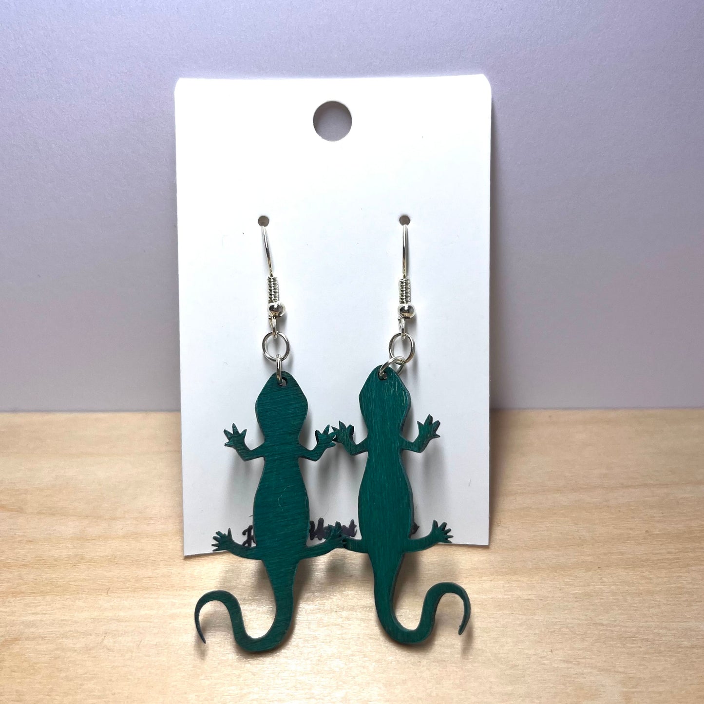 Gecko Wooden Dangle Earrings